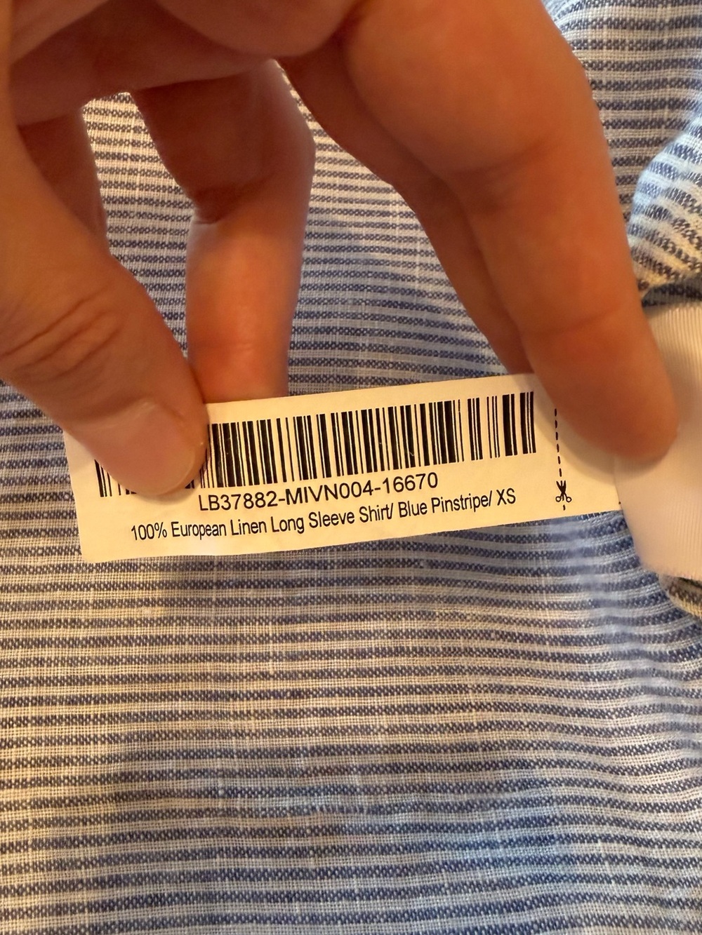 Quince | 100% European Linen Long Sleeve Shirt Blue Pinstripe | Size = XS - Picture 5 of 8